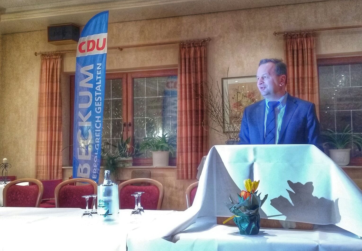 CDU-Stadtverbandsvorsitzender Christoph Pundt begrüßt die Gäste zum Jahresempfang